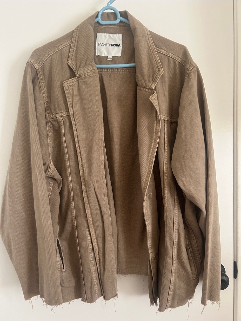 Fashion Nova Women’s Tan Brown Oversized Jean Jacket